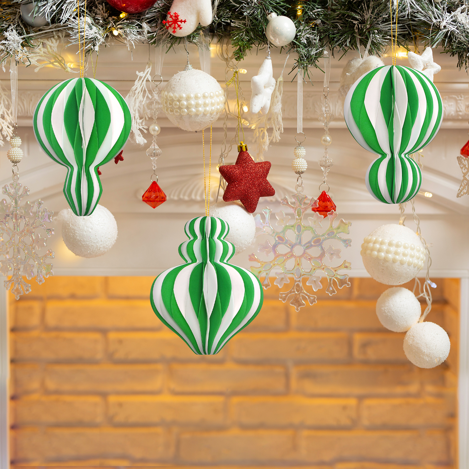 Mix color green and white Christmas tree ball ornaments decor-09.jpg